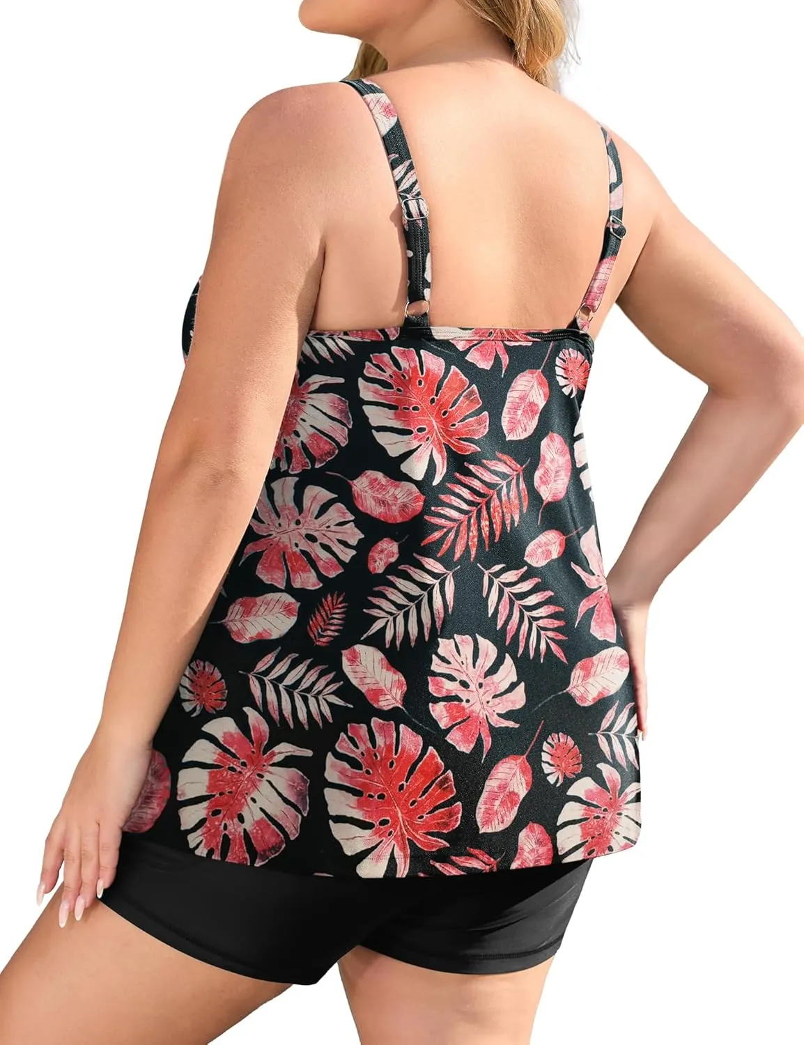 FOREYOND Plus Size 2 Piece Swimsuit for Women Tankini Bathing Suits Flowy Swim Tops with Boy Shorts 1XL-5XL