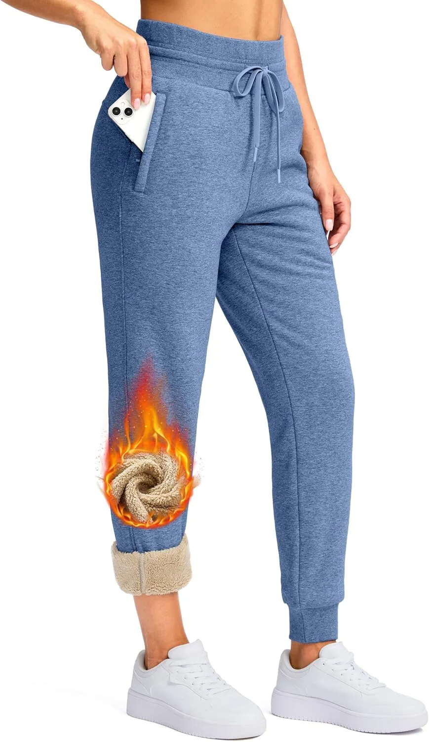G Gradual Women's Sherpa Fleece Lined Pants with Zipper Pockets Winter Warm Joggers High Waisted Fleece Sweatpants