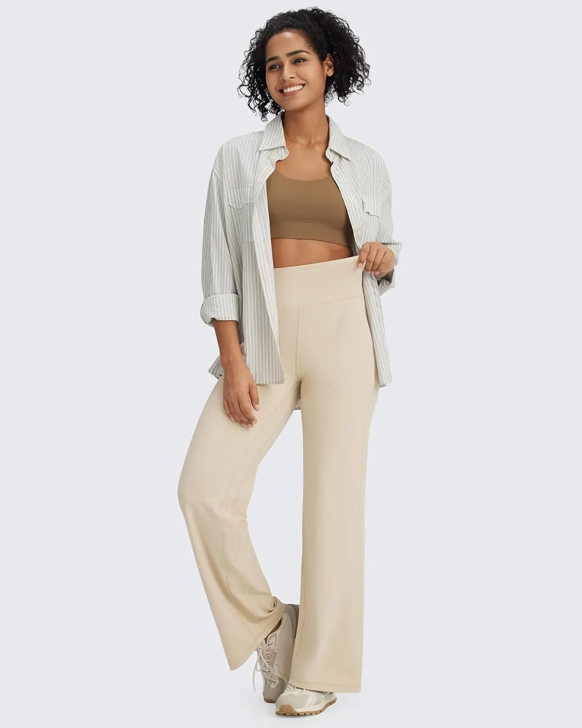 G4Free BareFeel Yoga Pants Women Wide Leg Pants with Pockets High Waisted Dress Pants Comfy Sweatpants 29"/31"/33"