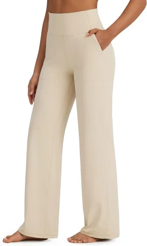 G4Free BareFeel Yoga Pants Women Wide Leg Pants with Pockets High Waisted Dress Pants Comfy Sweatpants 29"/31"/33"