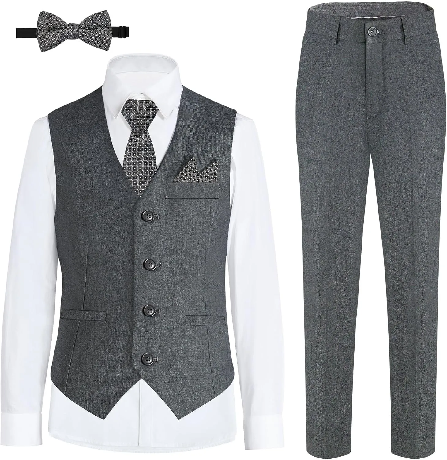Happy Dolphin Boys Suits Formal Vest Suit Toddler Suit Set for Teen Boys Kids Wedding Ring Bearer Outfit