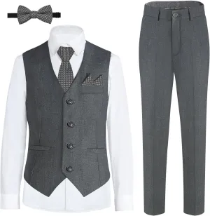 Happy Dolphin Boys Suits Formal Vest Suit Toddler Suit Set for Teen Boys Kids Wedding Ring Bearer Outfit