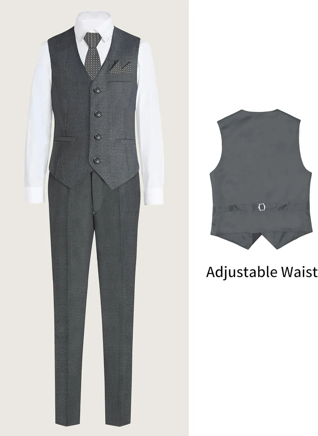 Happy Dolphin Boys Suits Formal Vest Suit Toddler Suit Set for Teen Boys Kids Wedding Ring Bearer Outfit