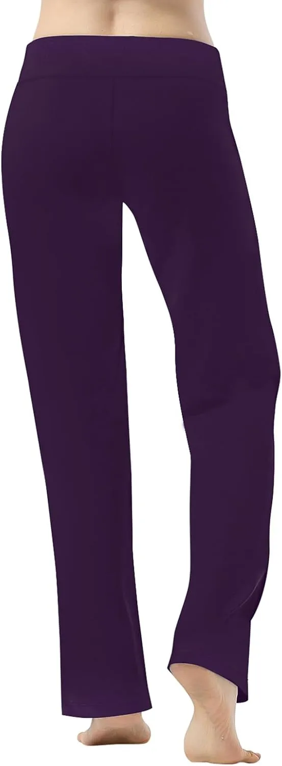 HISKYWIN Inner Pocket Yoga Pants 4 Way Stretch Tummy Control Workout Running Pants, Long Bootleg Flare Pants