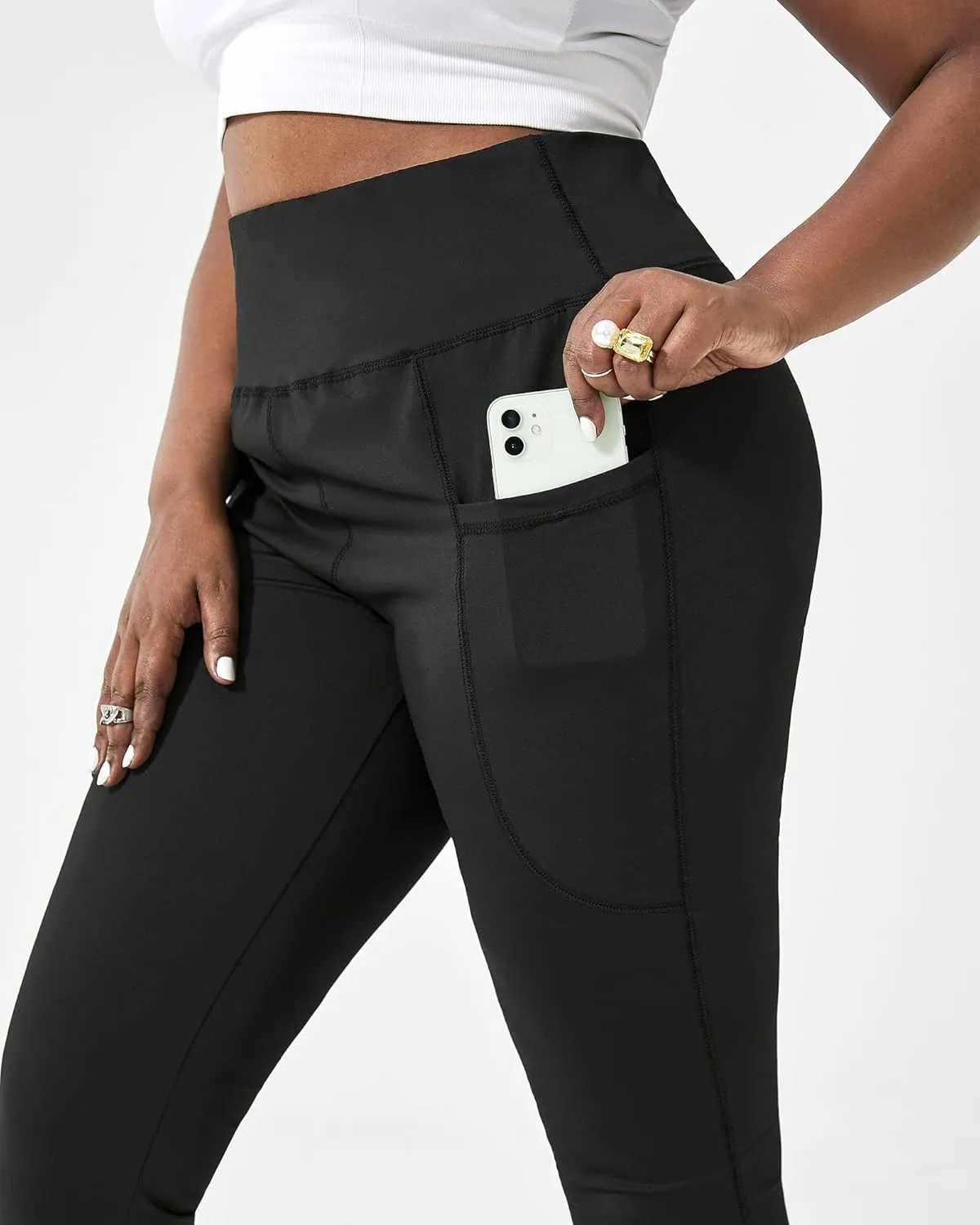 Honwenle Women's Plus Size Bootcut Yoga Pants with Pockets High Waisted Tummy Control Bootleg Flared Wide Leg Pants