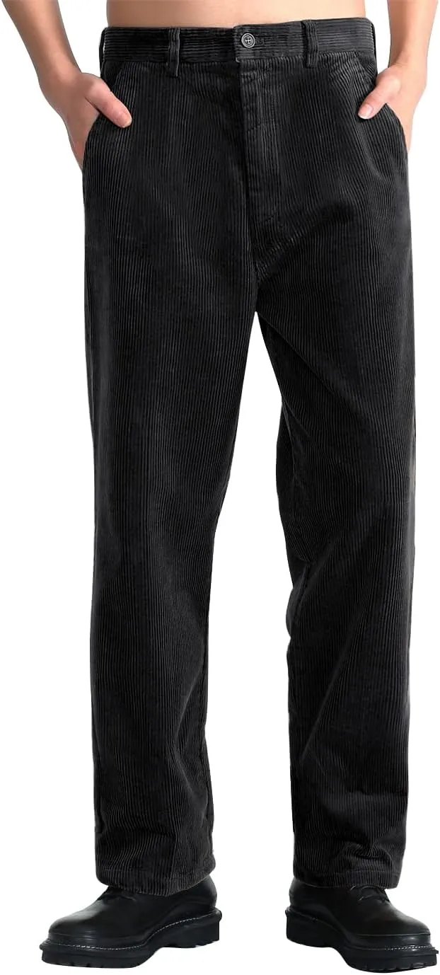 IDEALSANXUN Mens Corduroy Pants Flat Front Straight Leg Casual Pants