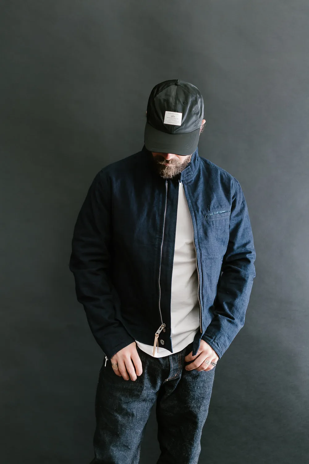 IHJ-135-IND - 13oz Oxford Cloth Riders Jacket - Indigo