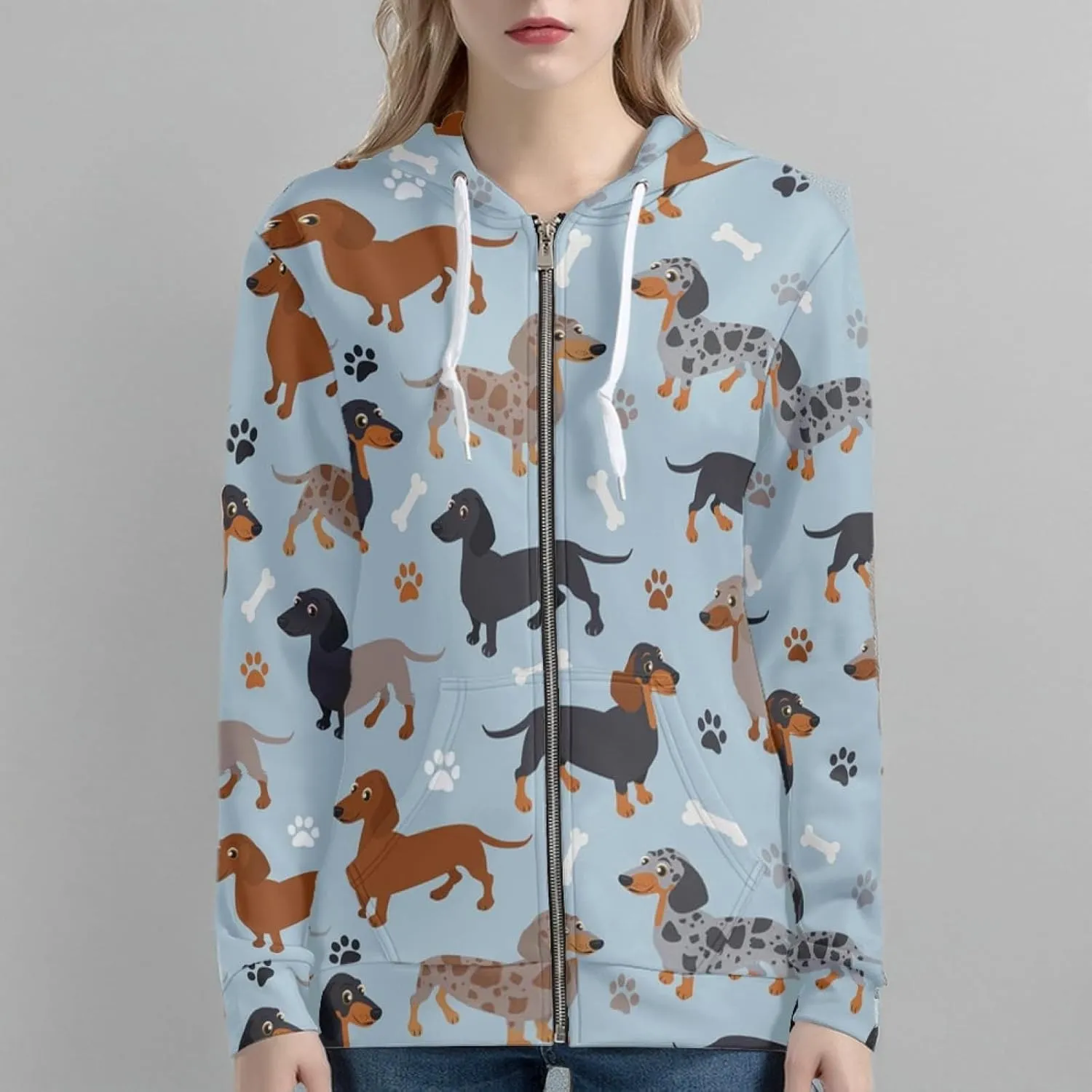 Irisjudy Color Stripes Zip up Hoodies for Women, Monet Art Sport Sweatshirt Women Ladies Hooded Tops for Spring Fall