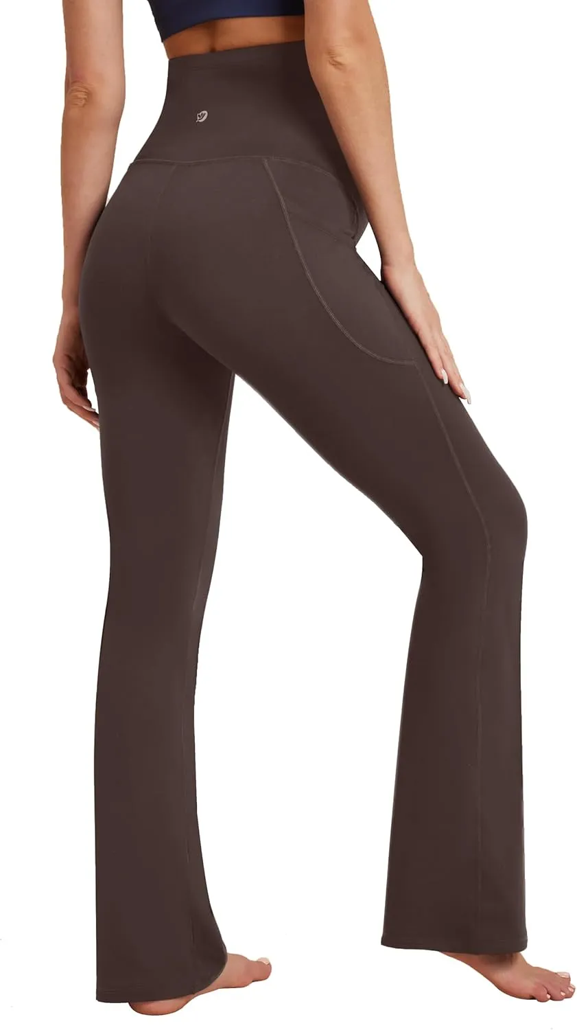 IUGA Fleece Lined Maternity Pants with Pockets Maternity Yoga Pants Flare Bootcut Pregnancy Pants Over The Belly Work Lounge