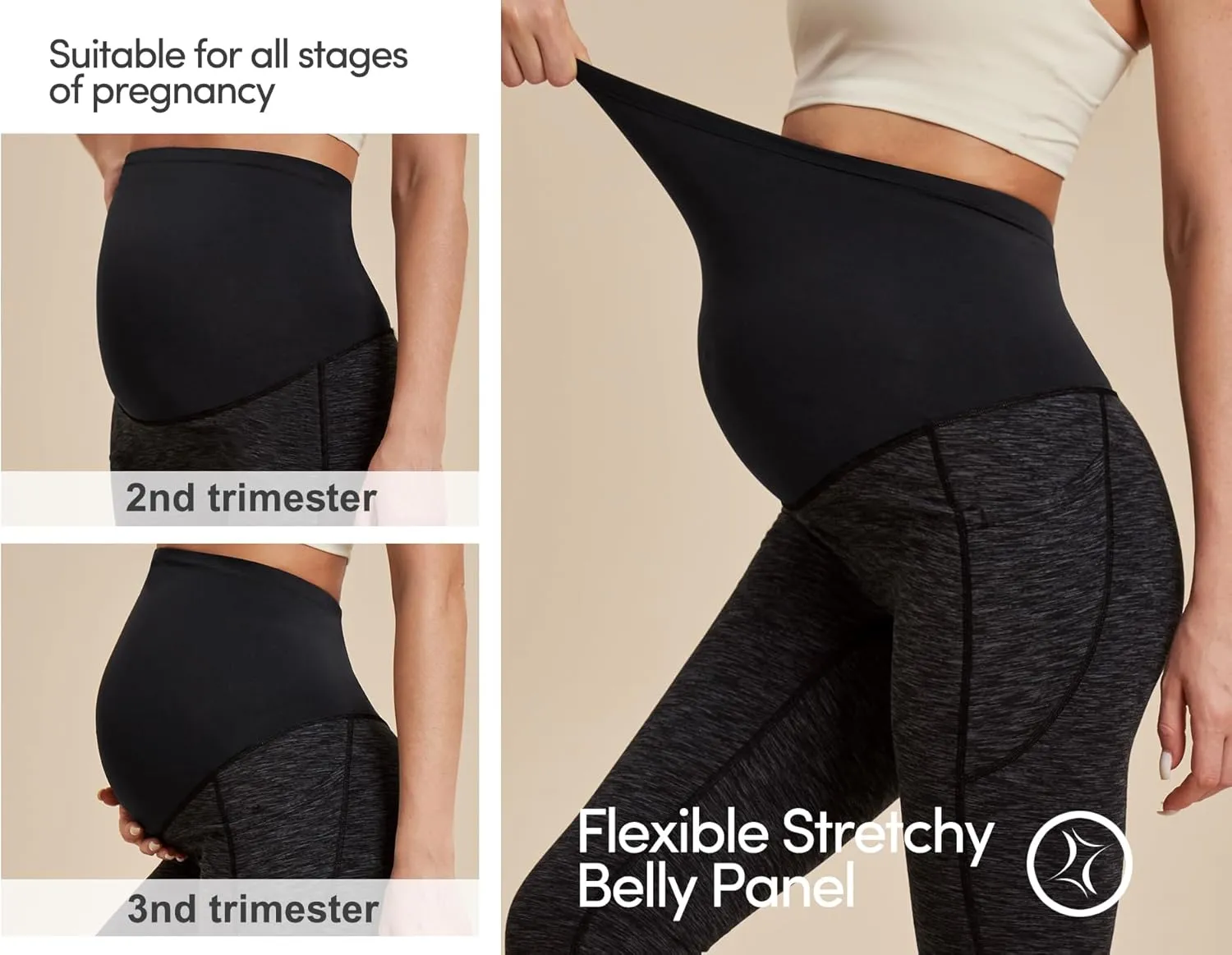 IUGA Fleece Lined Maternity Pants with Pockets Maternity Yoga Pants Flare Bootcut Pregnancy Pants Over The Belly Work Lounge