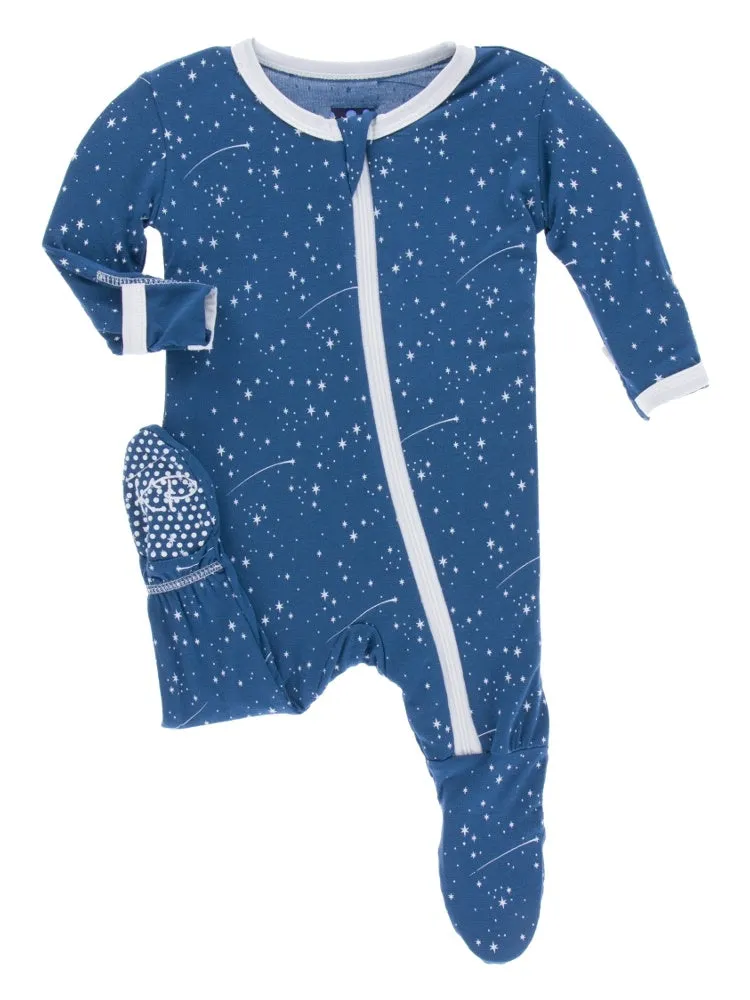 KicKee Pants Print Footie With Zipper Twilight Starry Sky