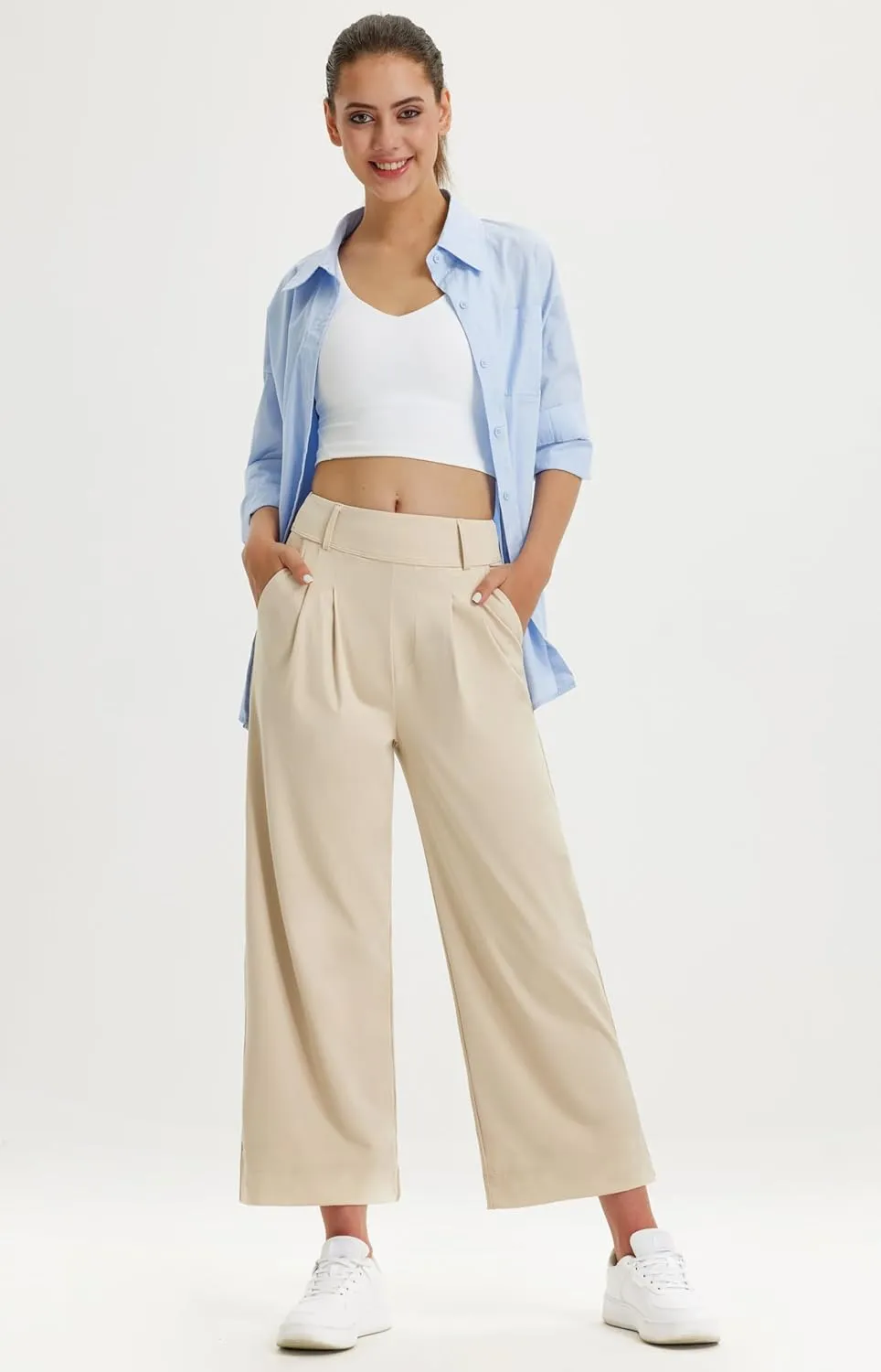 Libin Women's Wide Leg Dress Pants 27"/29"/31" High Waisted Stretch Work Casual Sweatpants Trousers with Pockets