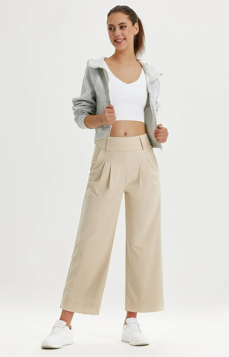 Libin Women's Wide Leg Dress Pants 27"/29"/31" High Waisted Stretch Work Casual Sweatpants Trousers with Pockets