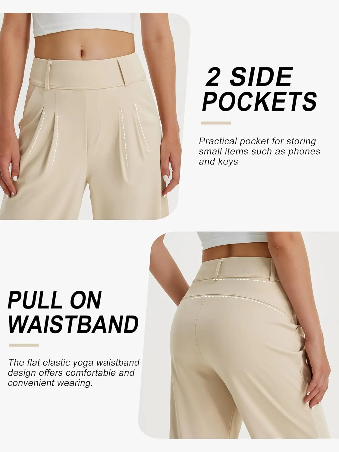 Libin Women's Wide Leg Dress Pants 27"/29"/31" High Waisted Stretch Work Casual Sweatpants Trousers with Pockets