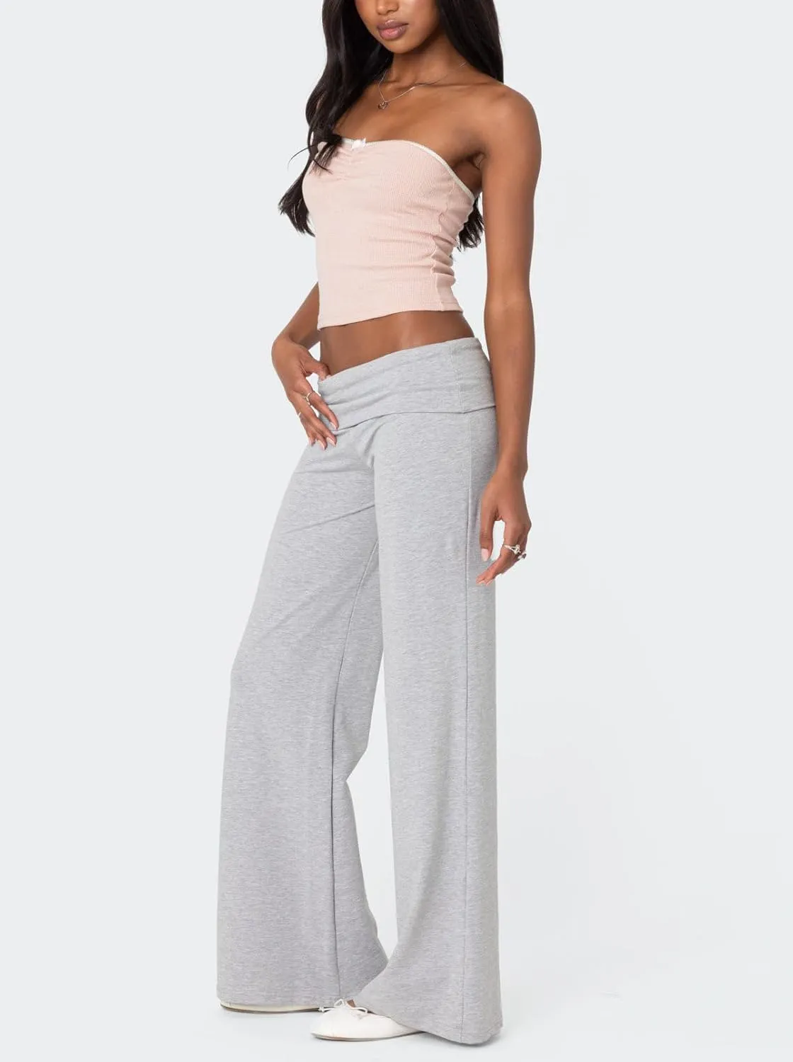 LILTWIST Fold Over Yoga Pants Women Y2k Flare Lounge Leggings Cute Low Rise Bell Bottom Leggings Wide Leg Bootcut Sweatpants