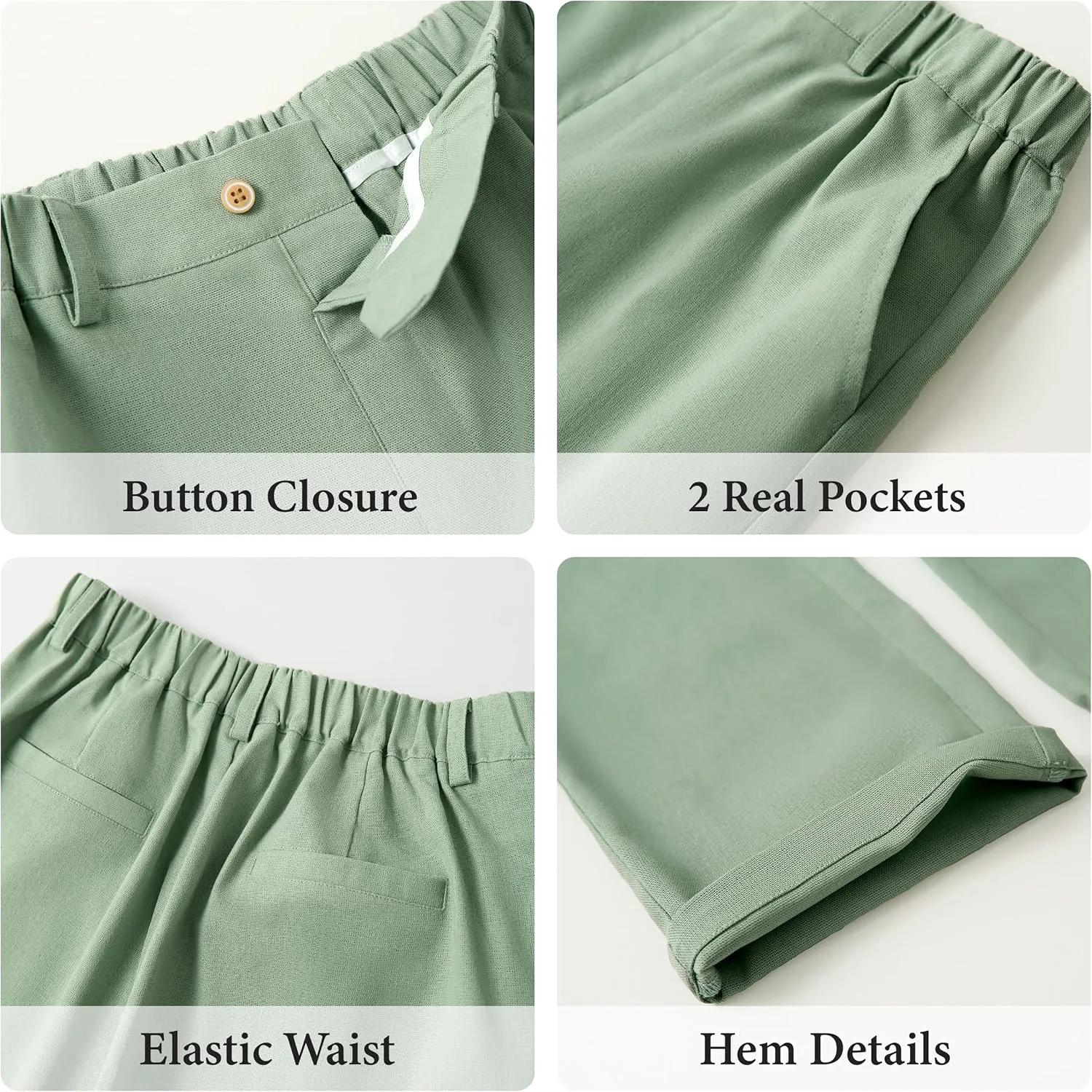 LOLANTA Boys Linen Suit Dress Clothes Kids Graduation Wedding Outfit 4 Piece Shirt Vest Pants Set with Bow Tie