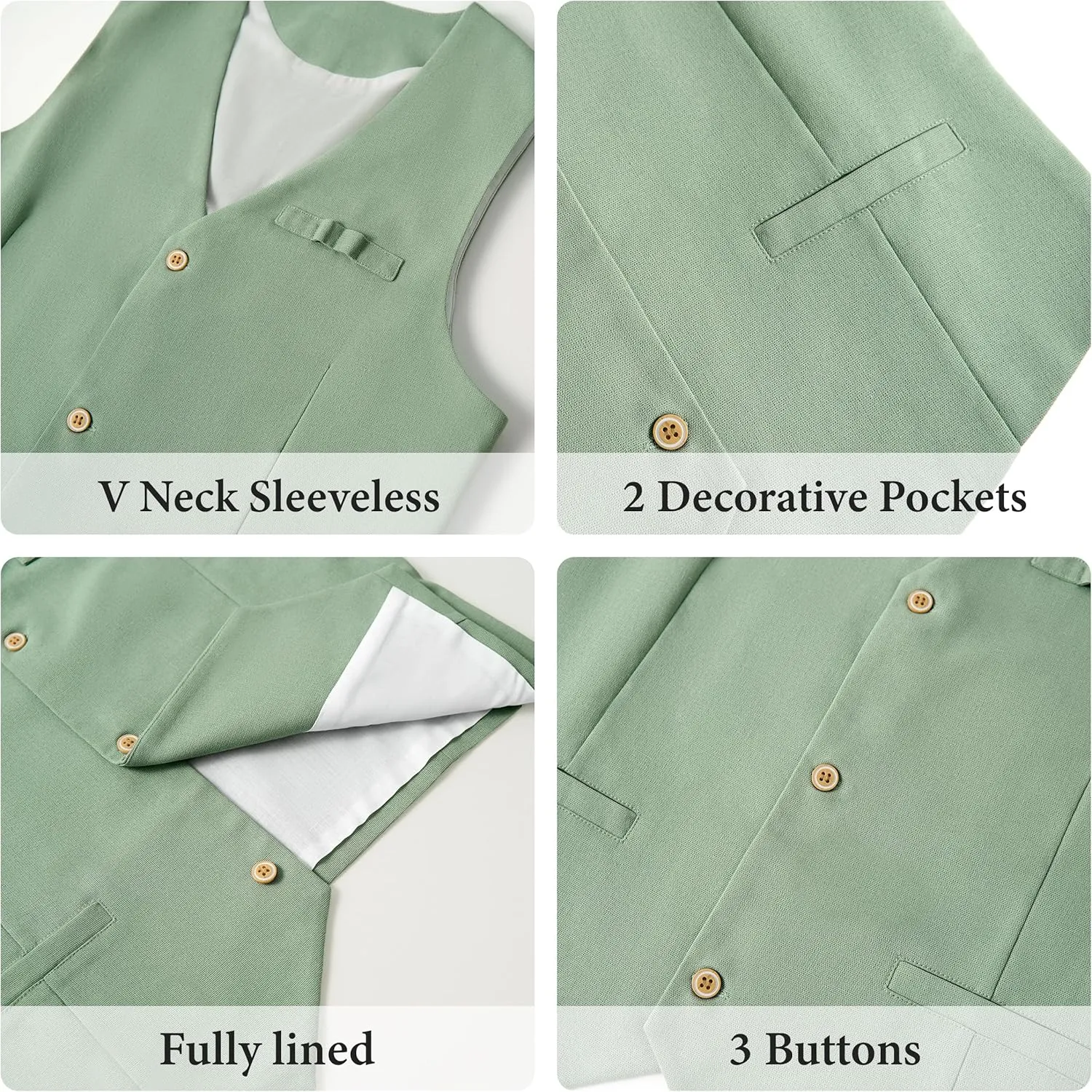 LOLANTA Boys Linen Suit Dress Clothes Kids Graduation Wedding Outfit 4 Piece Shirt Vest Pants Set with Bow Tie