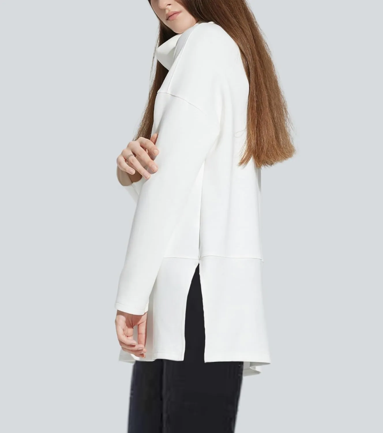 lvatr Women's Oversized Sweatshirt Air Essentials Turtleneck Tunic Spring Fashion Pullover Long Sleeve Top