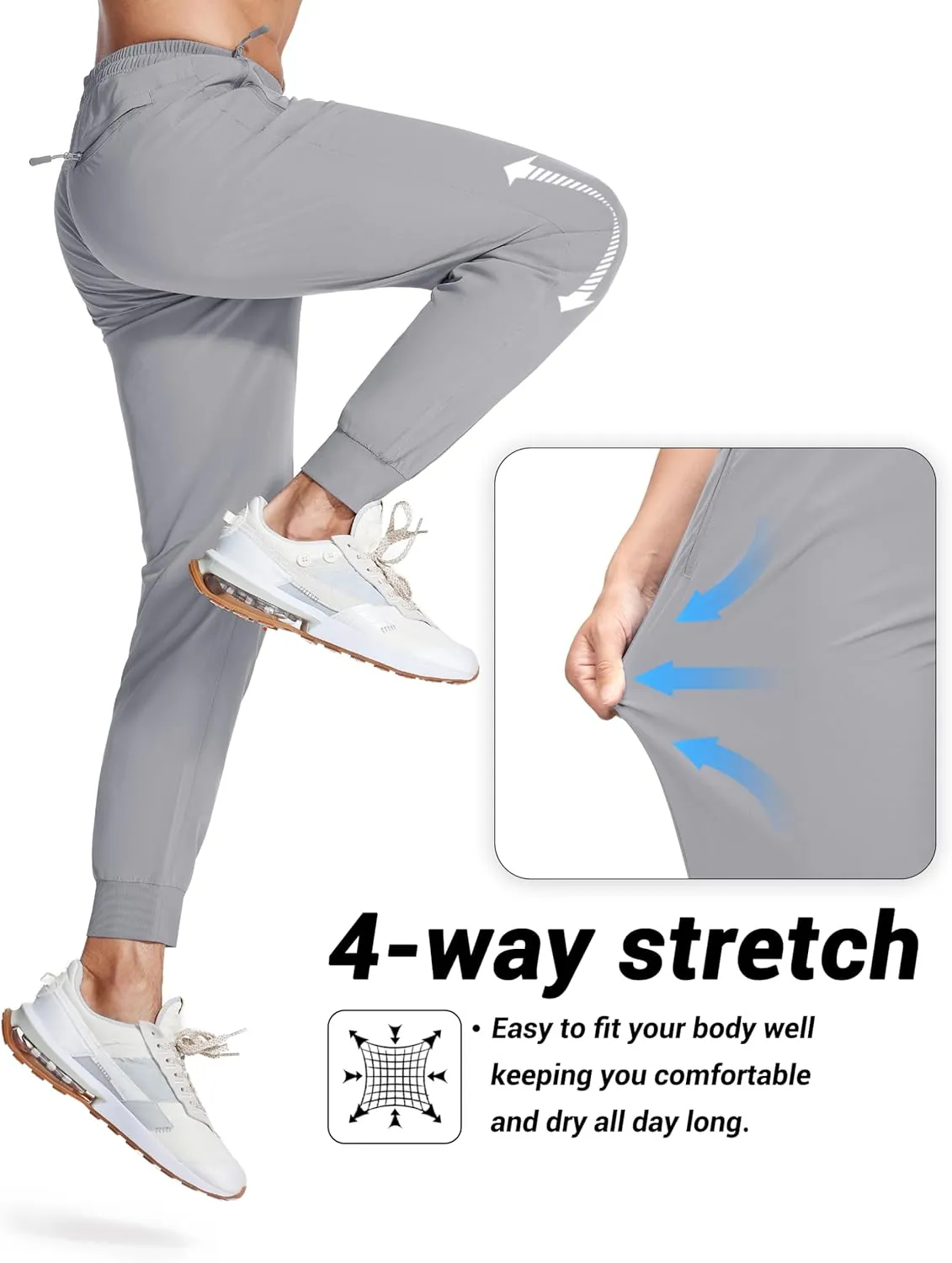 MAGCOMSEN Hiking Pants for Men Lightweight Athletic Pants Quick Dry with Zipper Pockets Running Track Workout Pants