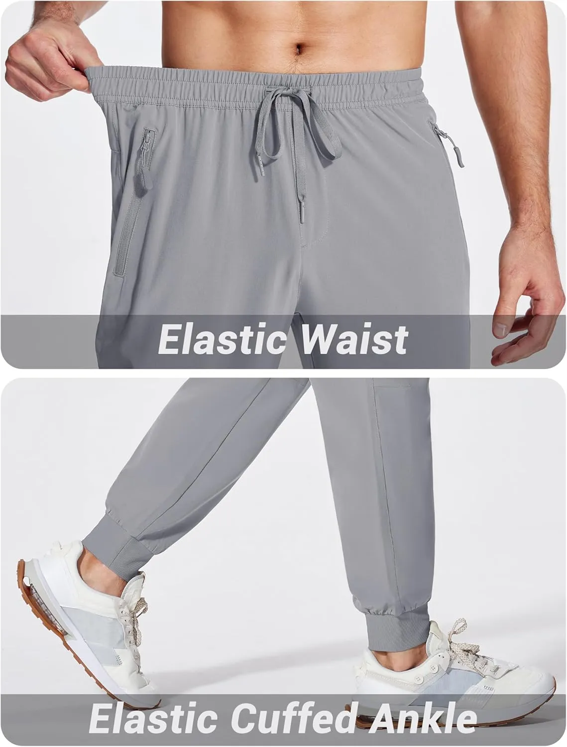MAGCOMSEN Hiking Pants for Men Lightweight Athletic Pants Quick Dry with Zipper Pockets Running Track Workout Pants