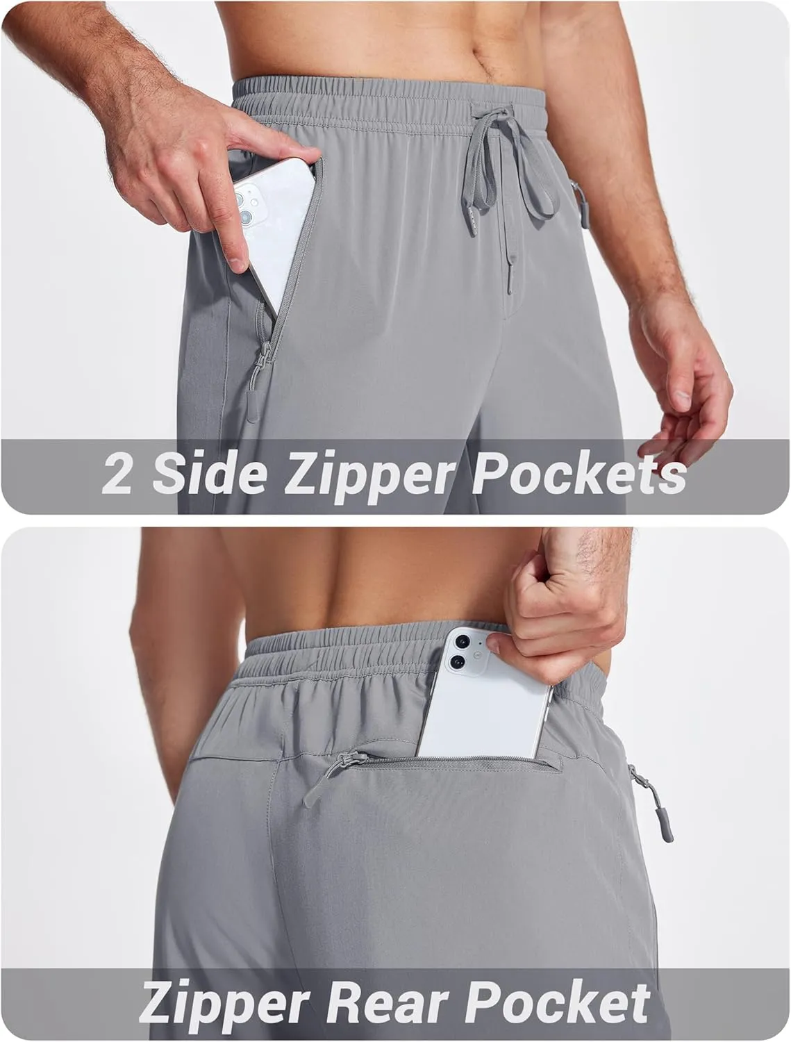 MAGCOMSEN Hiking Pants for Men Lightweight Athletic Pants Quick Dry with Zipper Pockets Running Track Workout Pants