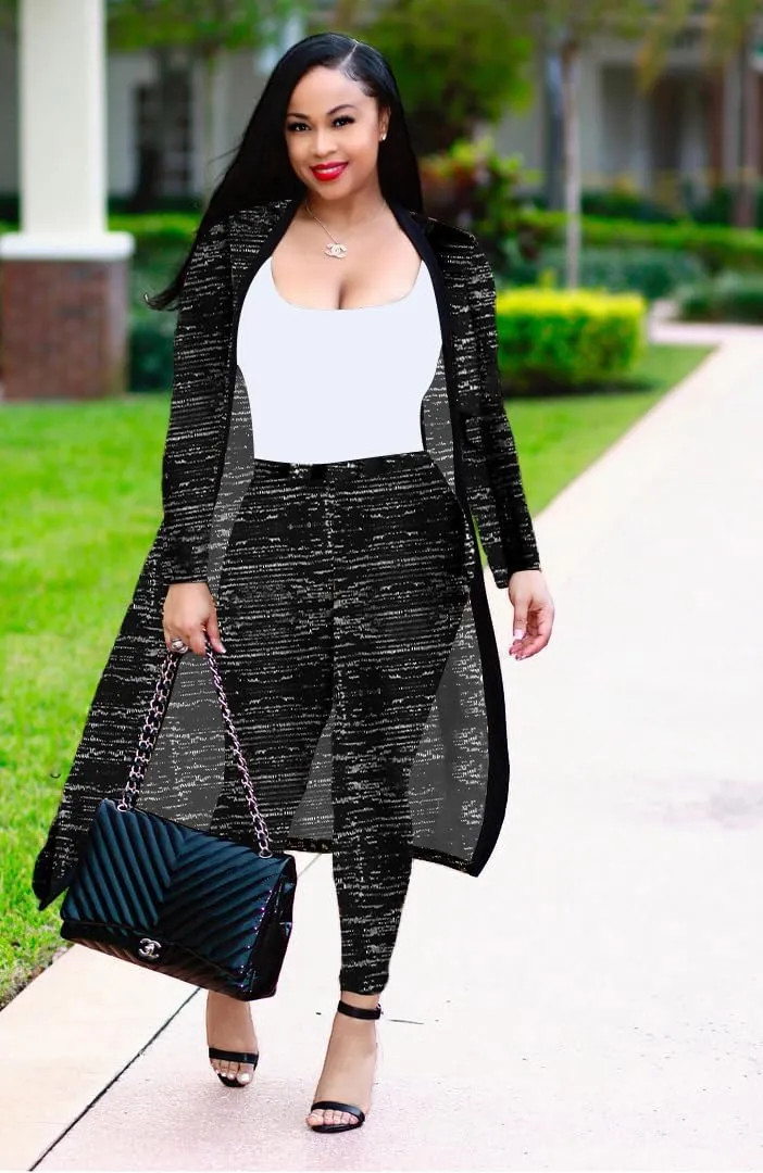 Max2co Women 2 Piece Outfits Floral Long Sleeves Open Front Cardigan Cover up with Leggings High Waist Long Pants Set