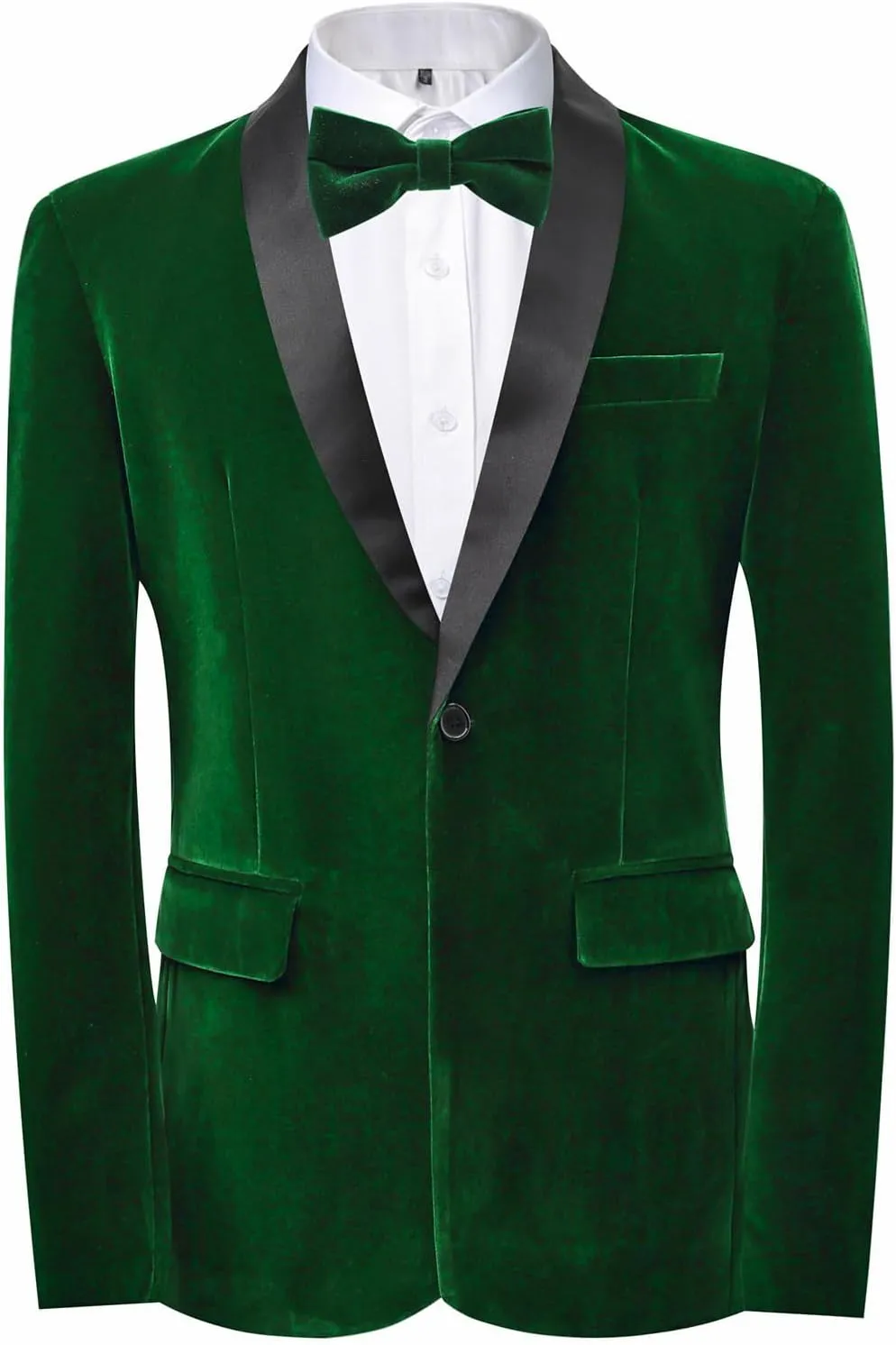 Men's 2 Piece Tuxedo Suits Set Slim Fit Velvet Suit Party Dinner Blazer & Pants for Prom Wedding