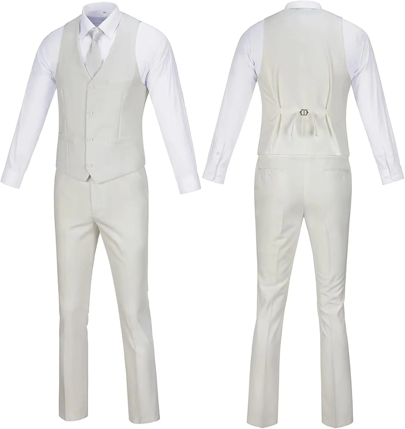 Men's 2 Piece Vest Pants Set Slim Fit Wedding Suit for Men with Tie Tuxedo Set for Business Christmas