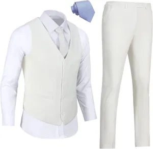 Men's 2 Piece Vest Pants Set Slim Fit Wedding Suit for Men with Tie Tuxedo Set for Business Christmas