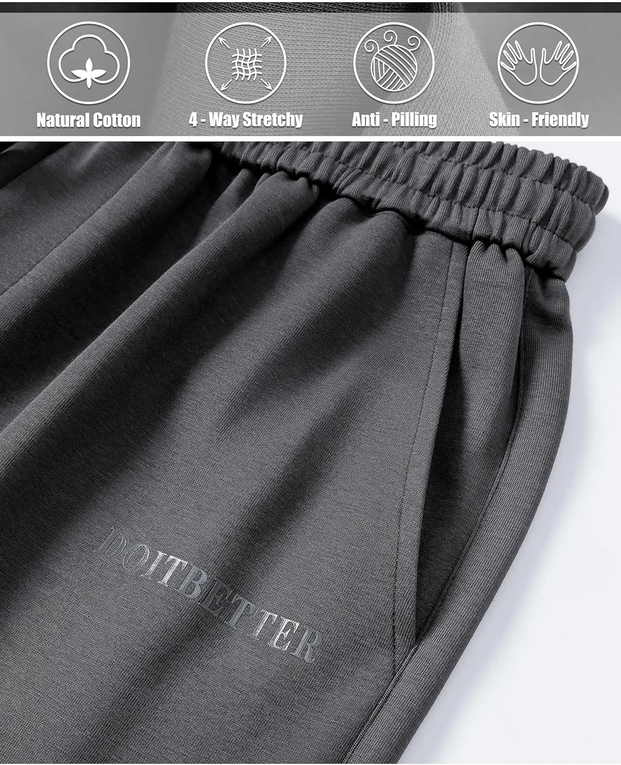 Men's Cotton Sweatpants Loose Fit Baggy Straight Leg Sweat Pants for Men Open Bottom Lounge Yoga Pants with Pockets