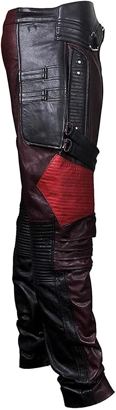 Mens Distressed Maroon Star Protector King Faux Leather Galaxy Adult Costume Jacket