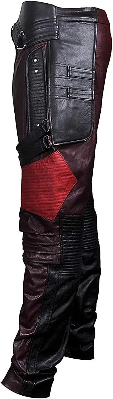 Mens Distressed Maroon Star Protector King Faux Leather Galaxy Adult Costume Jacket