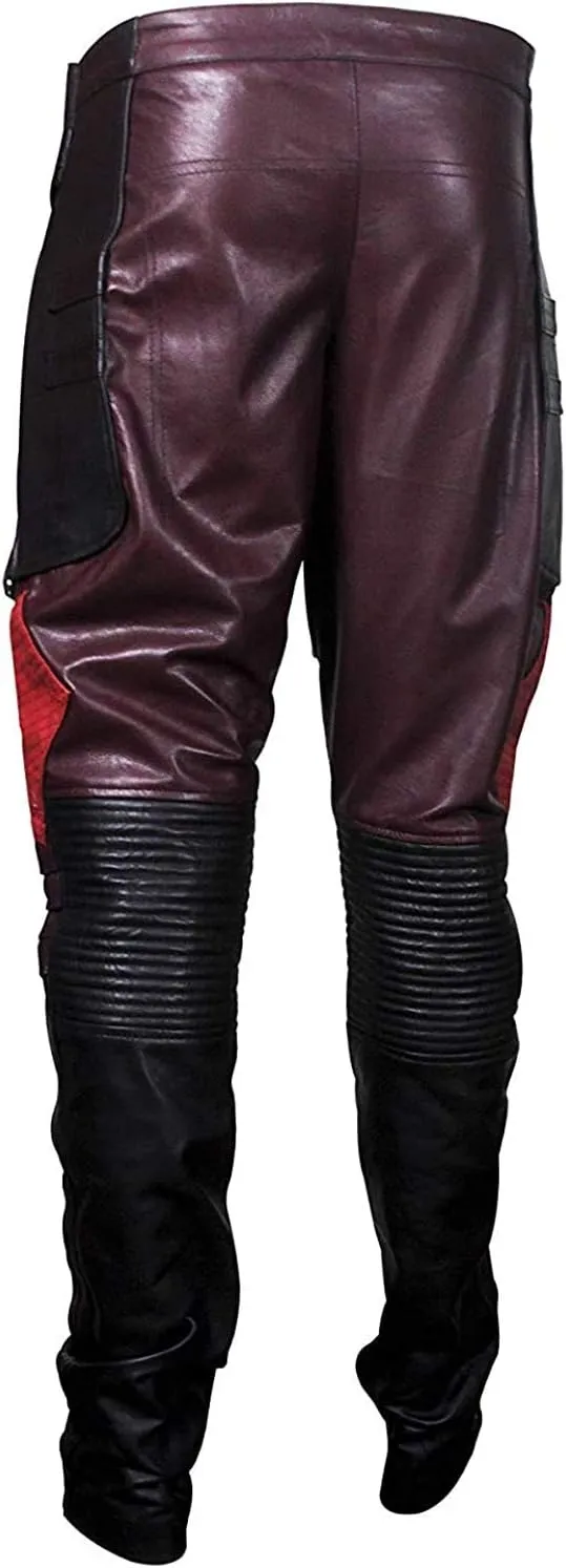 Mens Distressed Maroon Star Protector King Faux Leather Galaxy Adult Costume Jacket
