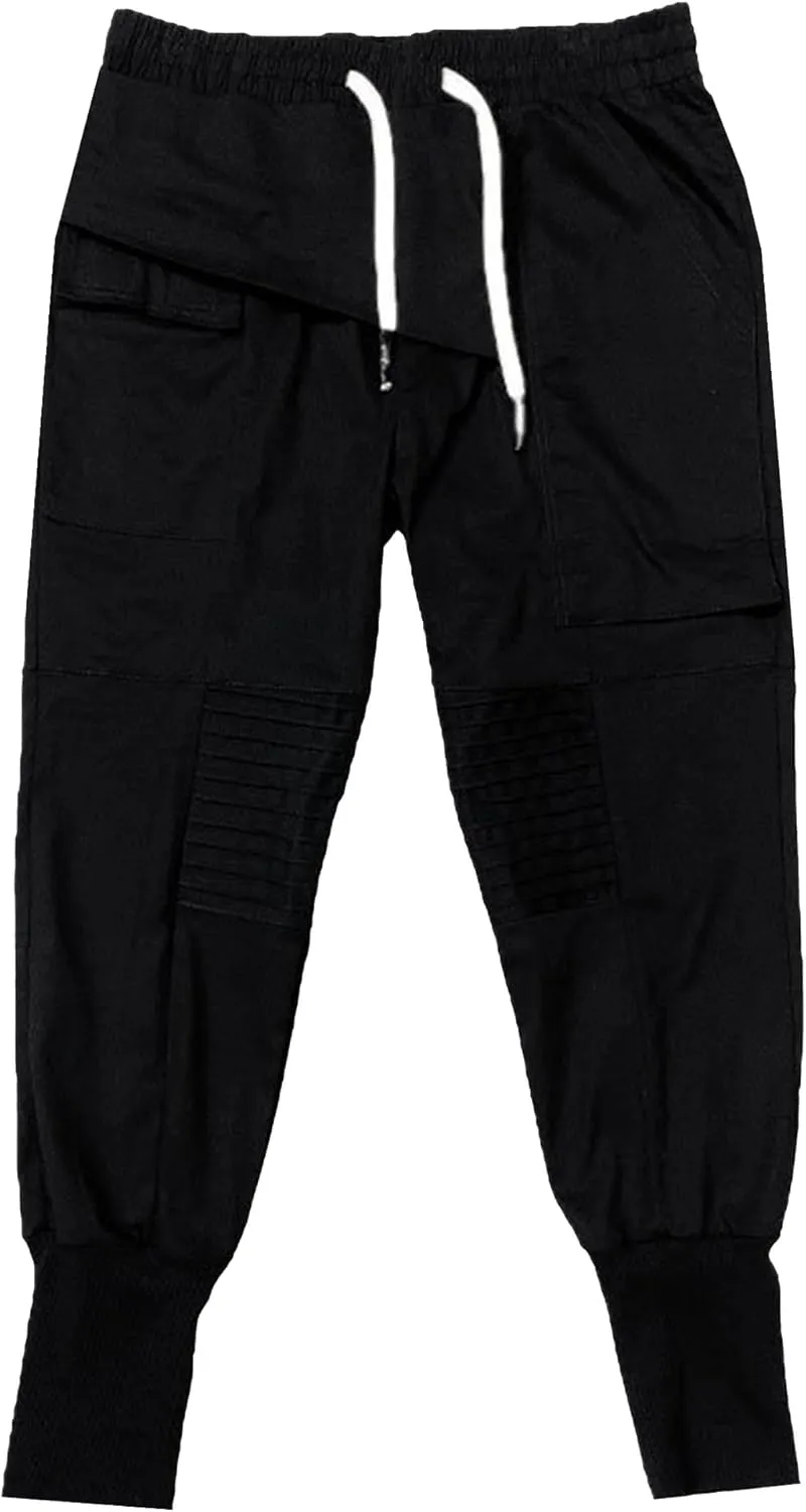Men's Jogger Pants Punk Cargo Trouser Ankle Casual Harem Pants Hip Hop Tapered Pant Streetwear with Pocket