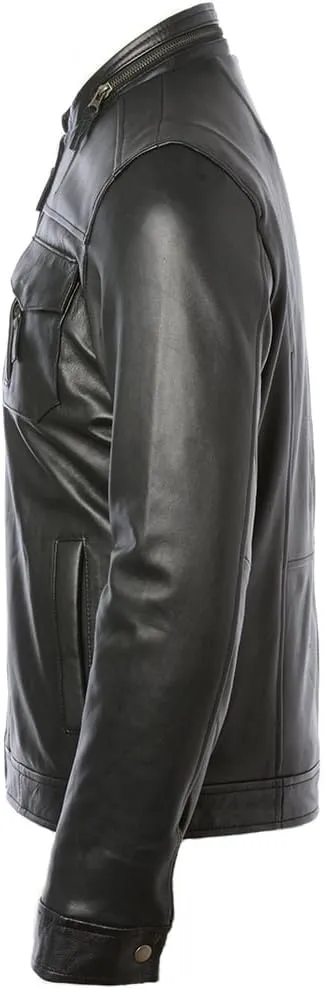 Mens Tough Shady Genuine Lambskin Leather Jacket