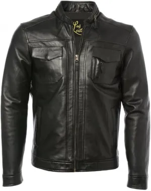 Mens Tough Shady Genuine Lambskin Leather Jacket