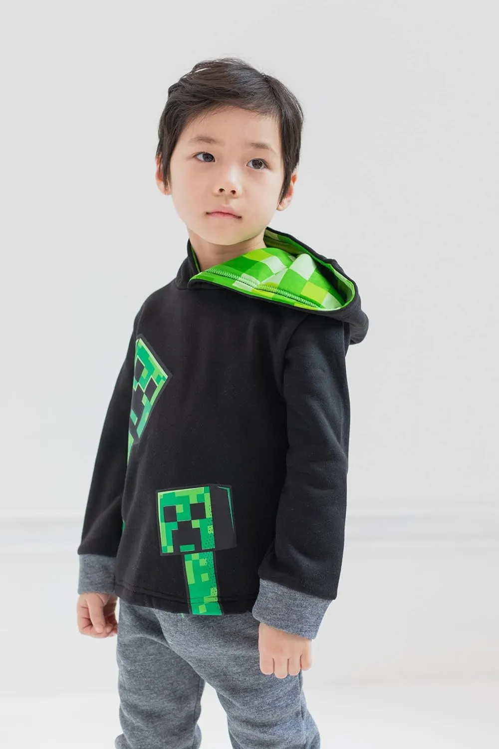 Minecraft Creeper Fleece Pullover Hoodie and Pants Outfit Set Little Kid to Big Kid