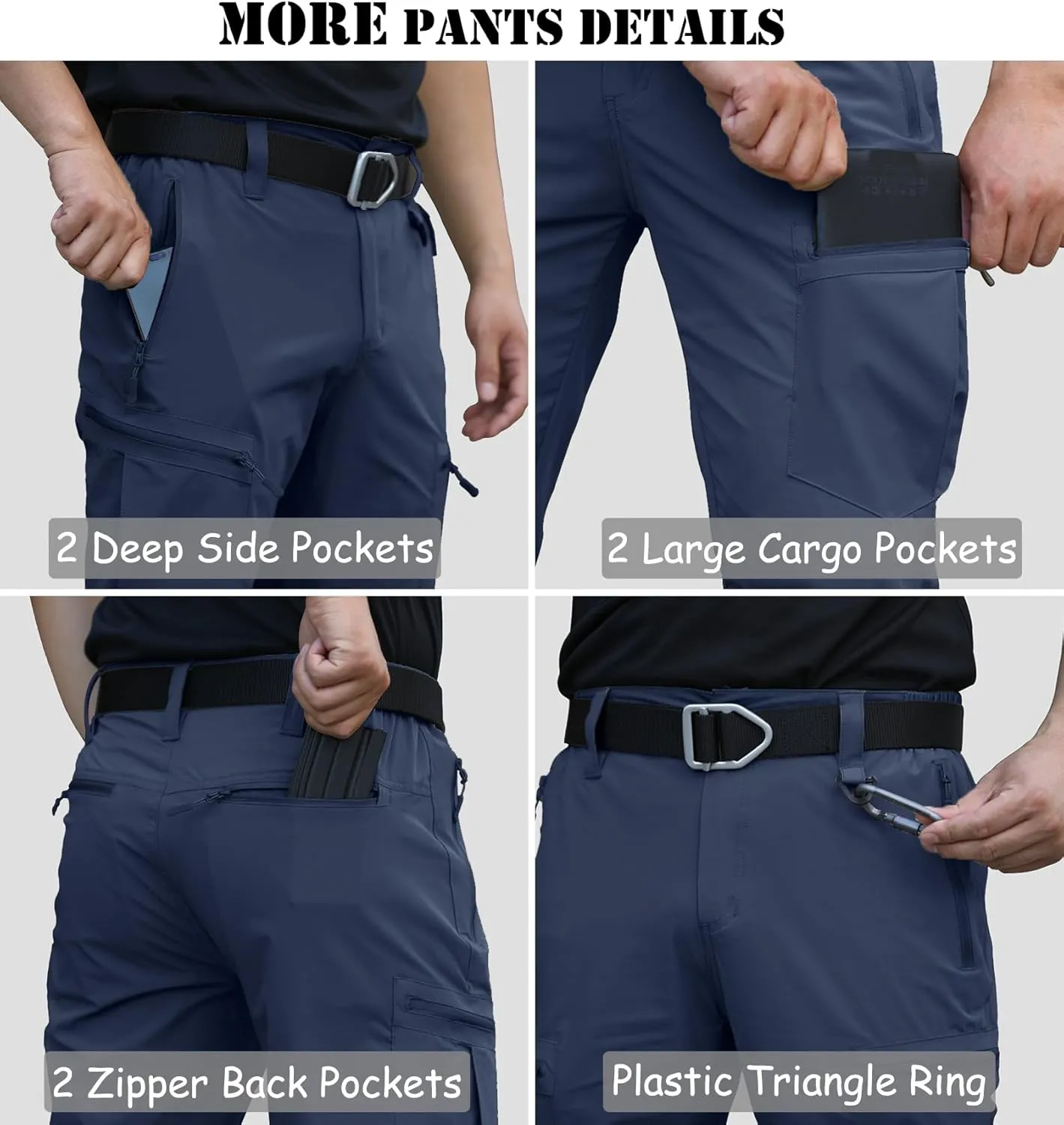 NAVEKULL Men's Lightweight Hiking Pants Quick Dry Stretch Fishing Tactical Work Pants with Zipper Pockets