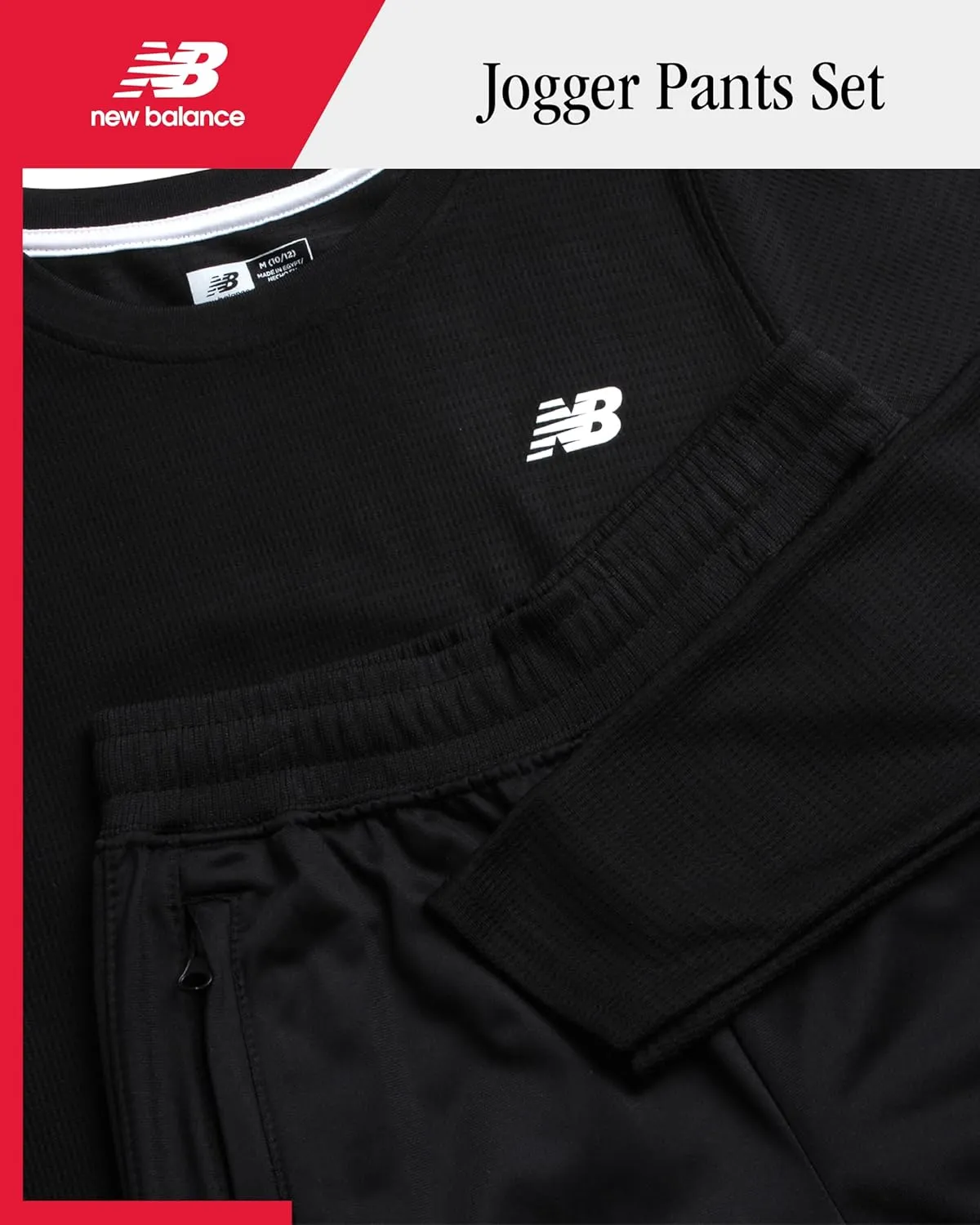 New Balance Boys Tracksuit Set - 2 Piece Long Sleeve Poly Thermal Shirt and Tricot Jogger Sweatpants for Boys (8-20)
