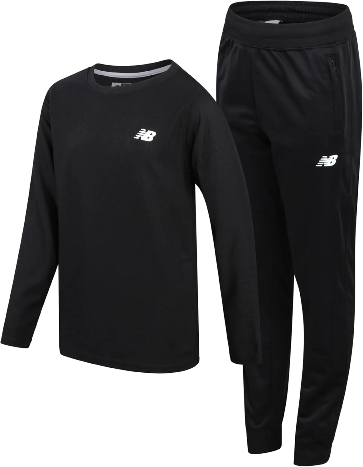 New Balance Boys Tracksuit Set - 2 Piece Long Sleeve Poly Thermal Shirt and Tricot Jogger Sweatpants for Boys (8-20)