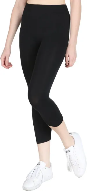 NIKIBIKI Women Seamless Basic Capri Legging Tights, Made in U.S.A, One Size