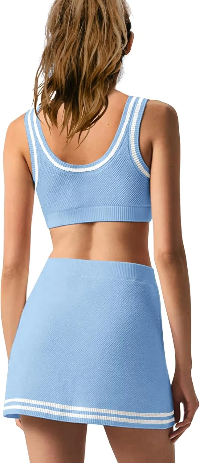 Nirovien Womens 2 Piece Workout Sets Tennis Skort Sets Matching Gym Clothes Tank Top and Athletic Skorts