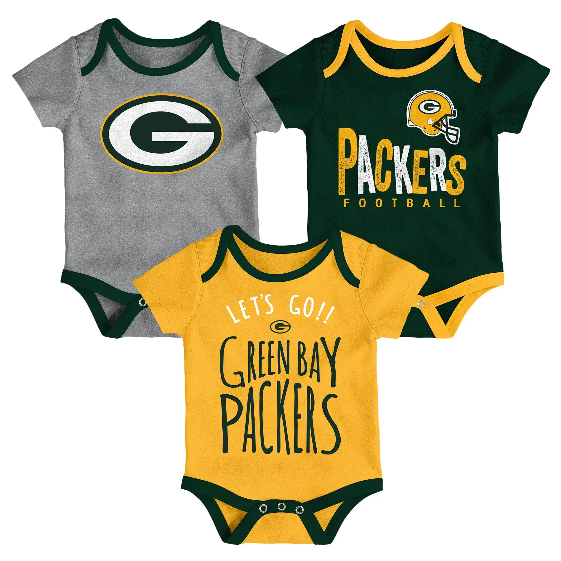 Packers Let's Go 3-Pack Bodysuit Set
