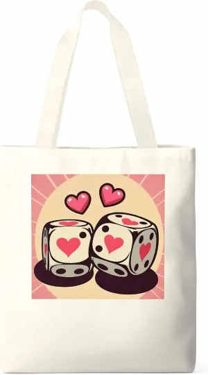Pink Loves Valentine Canvas Tote Bag, Aesthetic Canvas Tote Handbags for Women Shoulder Bag