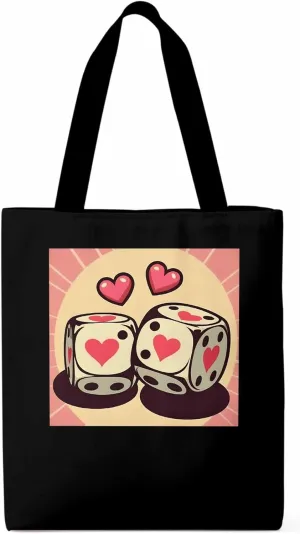 Pink Loves Valentine Canvas Tote Bag, Aesthetic Canvas Tote Handbags for Women Shoulder Bag