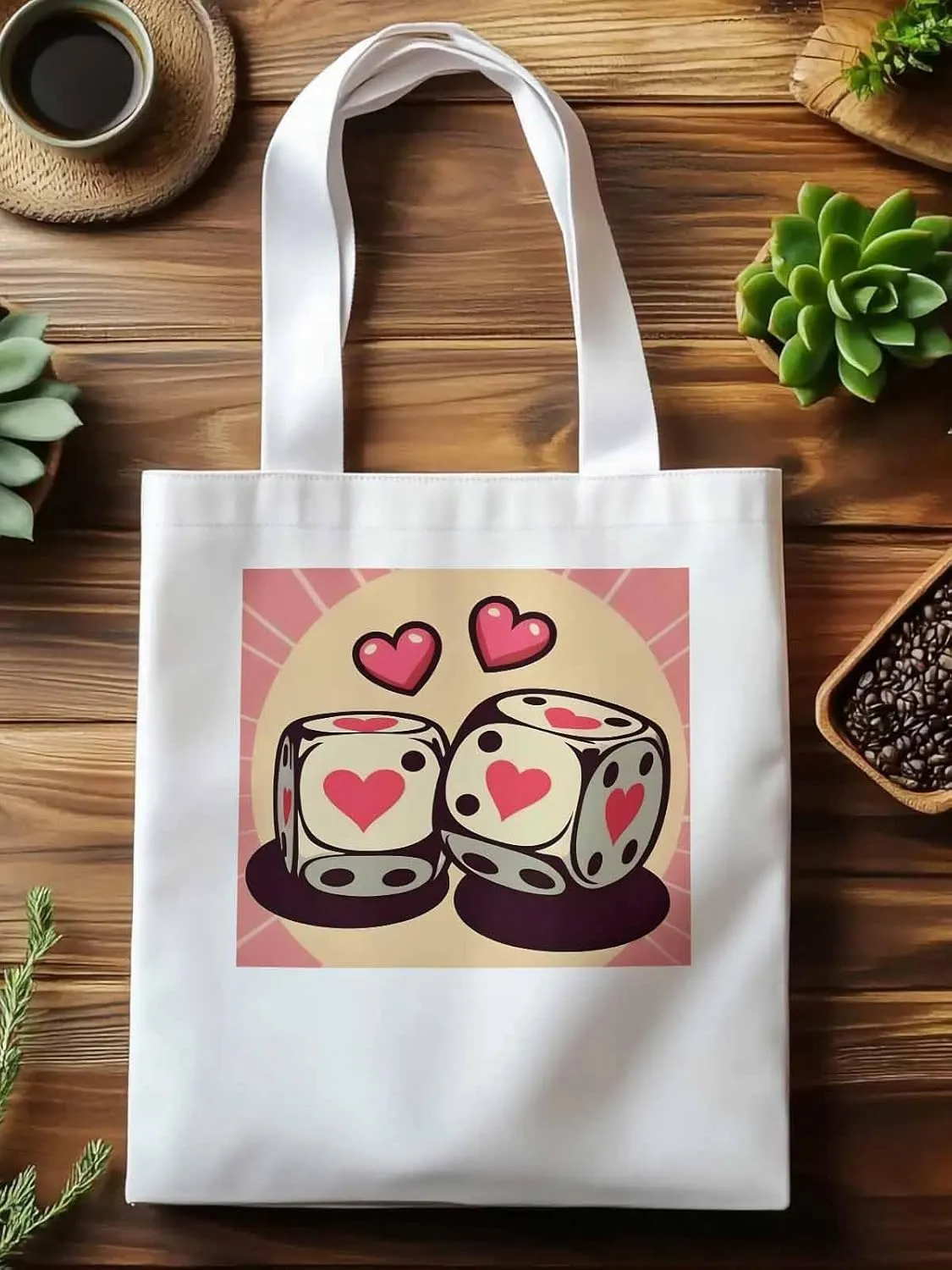 Pink Loves Valentine Canvas Tote Bag, Aesthetic Canvas Tote Handbags for Women Shoulder Bag