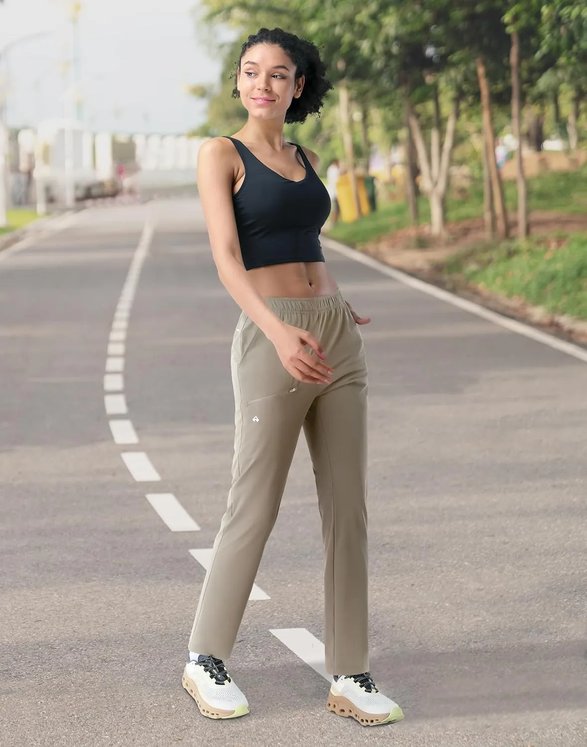 Pioneer Camp Women's Hiking Pants UPF 50  Elastic Waist Drawstring Ultra-Stretch Lightweight Outdoor Cargo Pants for Travel