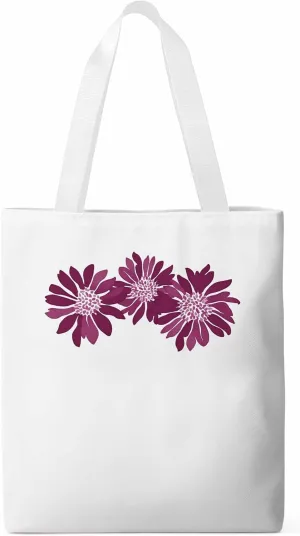 Purple Botanical Flowers Canvas Tote Bag, Aesthetic Canvas Tote Handbags for Women Shoulder Bag