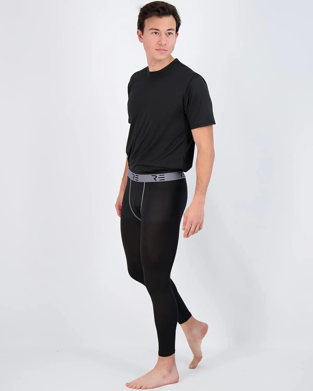 Real Essentials 3 Pack: Men's Active Compression Pants - Workout Base Layer Tights Running Leggings (Available in Big & Tall)