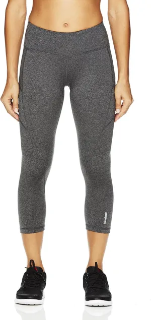 Reebok Womens Capri Seamed Compression Athletic Pants